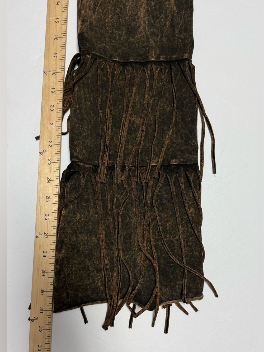 T Party Brown mineral wash Fringe flare-Leg Stretch yoga Pants size M - Picture 5 of 15